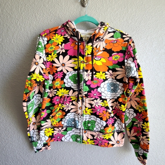 Authentic Vintage by Vintage Girl Tops - Authentic Vintage by Vintage Girl floral zipper sweatshirt, medium, black w/mult